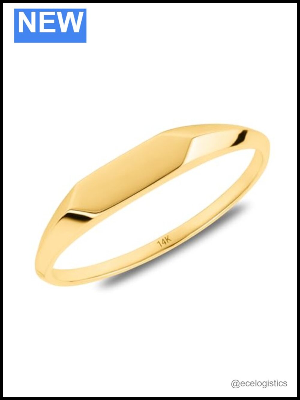 14K Solid Yellow Gold Signet Ring Stackable Hypoallergenic Gift